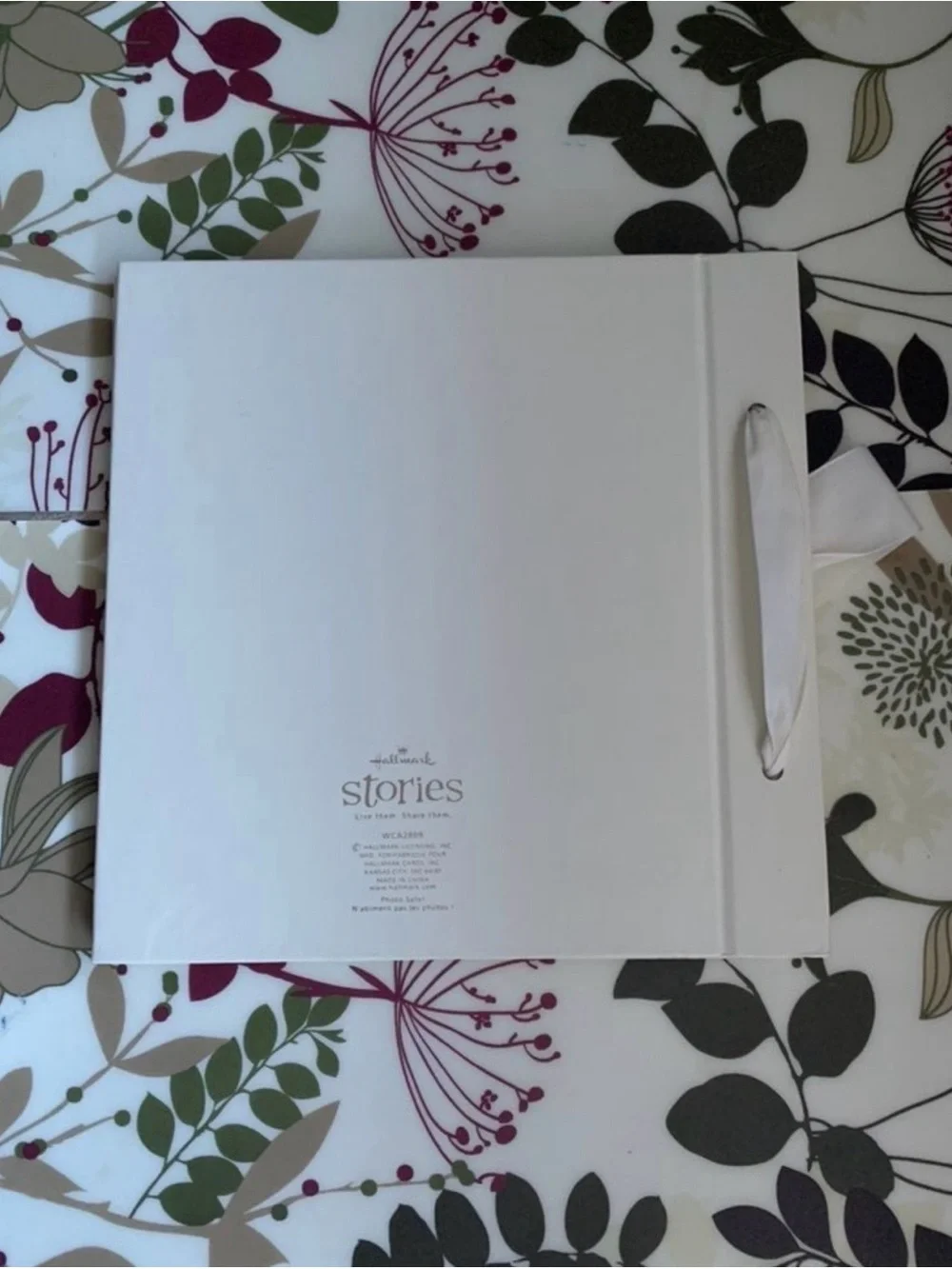 Elegant White Embossed Wedding Guest Book with Ribbon